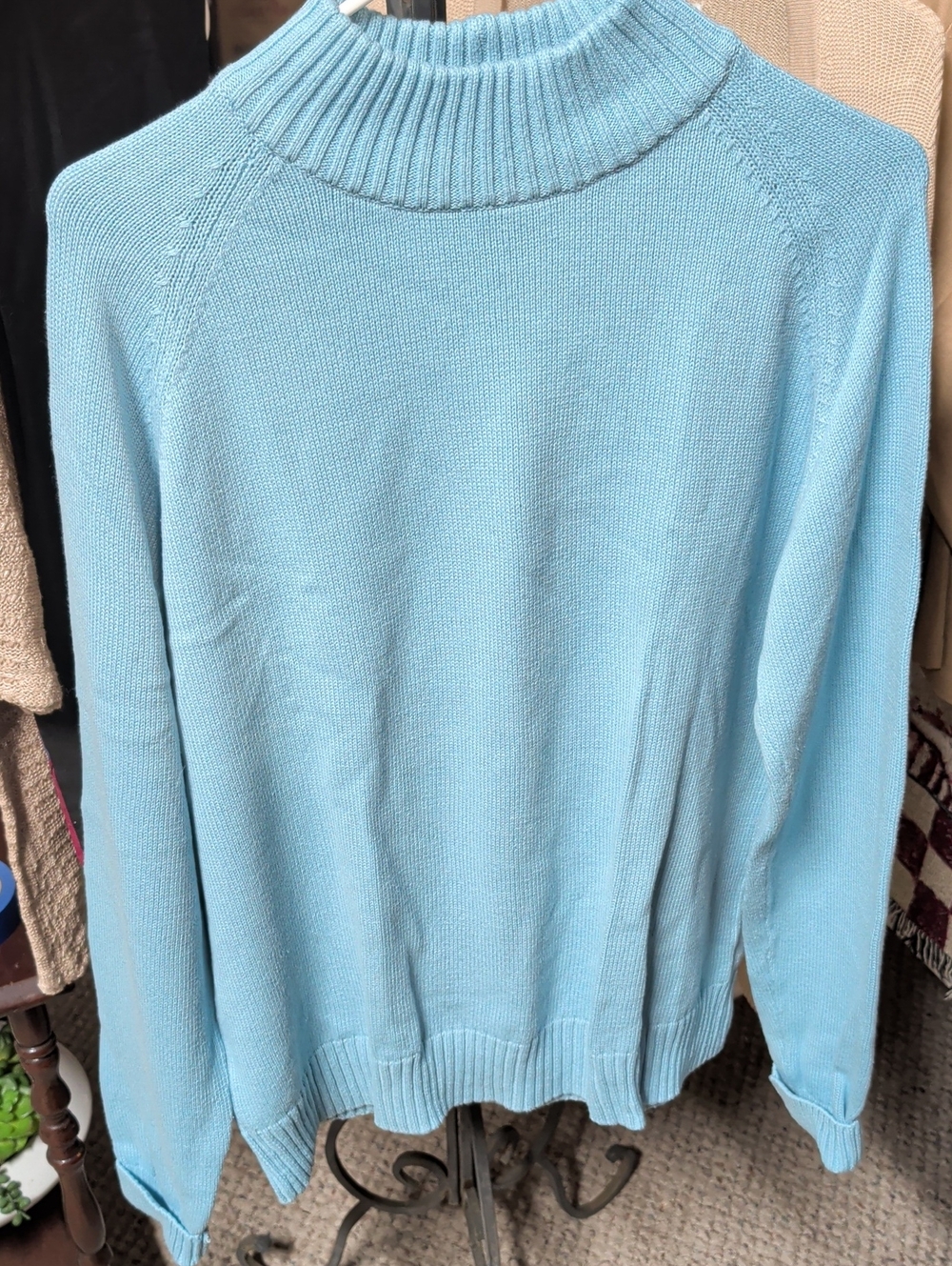 JEANNE PIERRE Light Blue Turtleneck Sweater